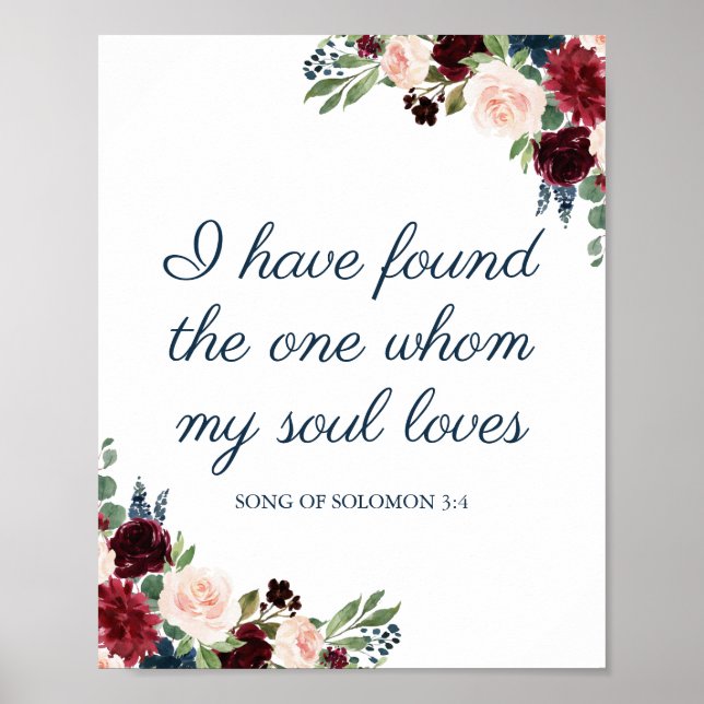 Navy Marsala I Have Found the One My Soul Loves Poster (Front)