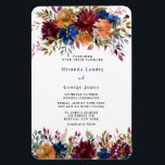 Navy Marsala Orange Floral Gold Wedding Invite Mag Magnet<br><div class="desc">This design features a floral element in navy blue,  orange and Marsala burgundy with autumn fall foliage watercolor leaves and wildflowers. Matching products available in collection “ Navy Marsala Orange Floral Geometric Wedding “</div>