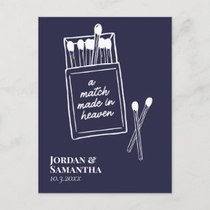 Navy Match Made in Heaven Save the Date Postcard