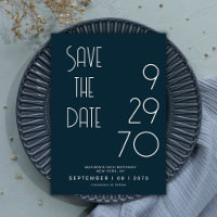 Navy Matte Simple Minimal Birthday Save The Date
