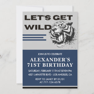 Navy Men 71st birthday invitations Tiger