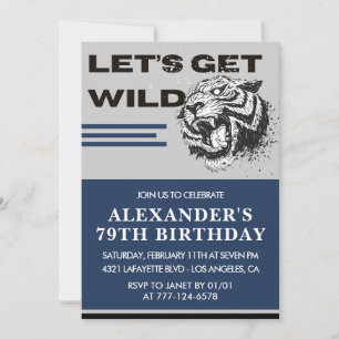 Navy Men 79th birthday invitations Tiger
