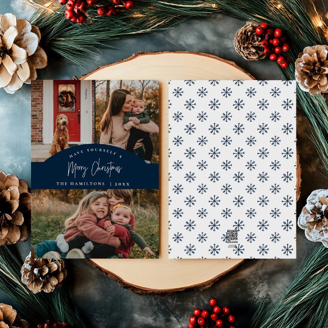 Navy Merry Christmas Modern Minimalist Card (Creator Uploaded)