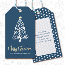 Navy Merry Christmas Tree Whimsical Script Name