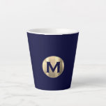Navy Metallic Gold Monogram Latte Mug<br><div class="desc">A custom monogrammed design in modern minimalist luxury style in a navy blue and gold colour palette; a simple clean professional design that can easily be updated with your monogram initial.</div>