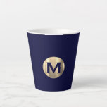 Navy Metallic Gold Monogram Latte Mug<br><div class="desc">A custom monogrammed design in modern minimalist luxury style in a navy blue and gold colour palette; a simple clean professional design that can easily be updated with your monogram initial.</div>