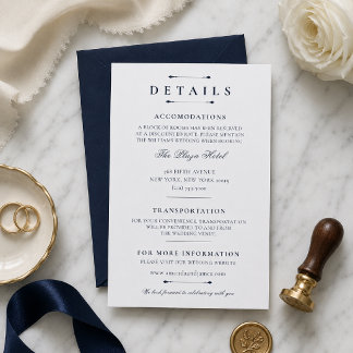 Navy Minimal Luxury Wedding Details Card Template