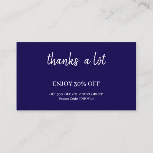 Navy Minimal Thank You Discount Rewards Card