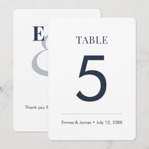 Navy Minimalist Ampersand Table Number