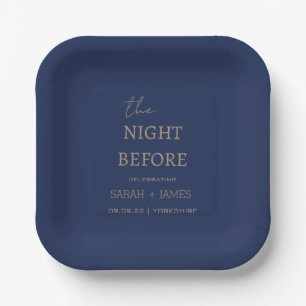 Navy Minimalist The Night Before Wedding Party Paper Plate