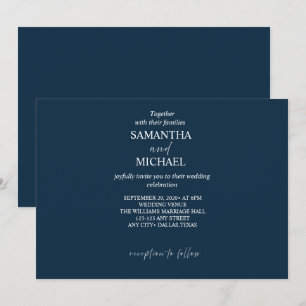 Navy Minimalist Wedding Design Invitation