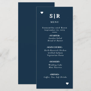 Navy Minimalist Wedding Menu