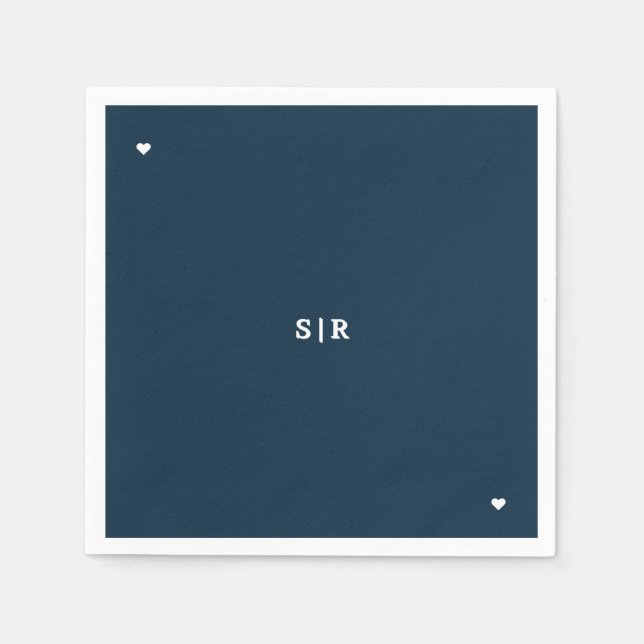 Navy Minimalist Wedding Napkin  (Front)