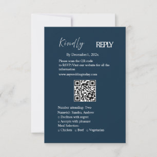 Navy Minimalist Wedding RSVP Card