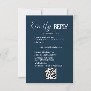 Navy Minimalist Wedding RSVP Card