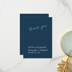 Navy Minimalist Wedding Thank You Card