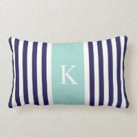 Navy Mint Green Stripes Monogram