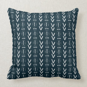 Navy Modern Arrow Mud Cloth Print Accent Cushion