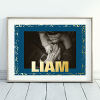 NAVY Modern Bold TEXT GOLD SPECKLE FRAME PHOTO