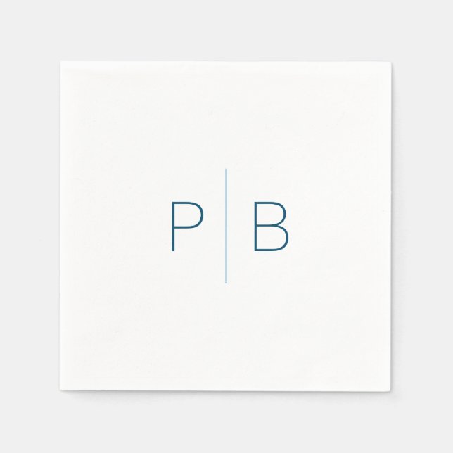 Navy Modern Elegant Monogram Wedding Simple Napkin (Front)