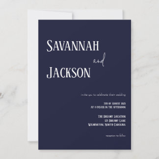 Navy Modern Elegant Wedding Invitation