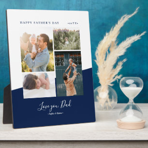 Navy Modern Father's day gift Photo Collage Plaque