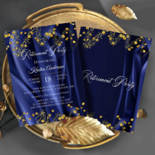 Navy Modern Gold Retirement Party Invitation