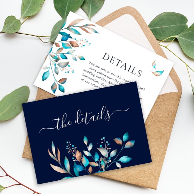 Navy Modern Greenery Rustic Wedding Enclosure Card (Creator Uploaded)