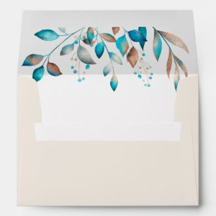 Navy Modern Greenery Rustic Wedding Envelope