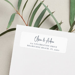 Navy Modern Handwritten Script Return Address