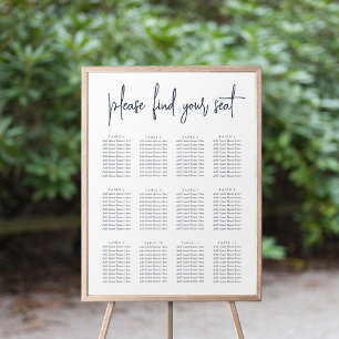 Navy Modern Handwritten Script Seating Chart