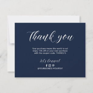 Navy Modern Lettering Business Package Thank You Card