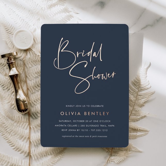 Navy | Modern Minimalist Script Bridal Shower (Creator Uploaded)