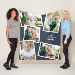 Navy modern multi photo family home decor gift fleece blanket<br><div class="desc">Modern stylish multi photo family home decor gift,  Ideal anniversary,  birthday,  mothers day,  fathers day,  new house or Christmas gift. Navy blue Colour can be changed.</div>