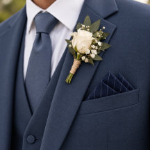 Navy Modern Pinstripe Pocket Square for Groom