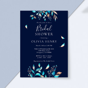 Navy Modern Rustic Bridal Shower Invitation