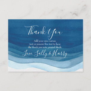 Navy, Modern Watercolor Thank You Cards