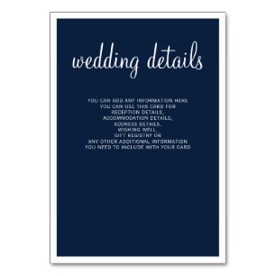 Navy Modern Wedding Details Enclosure Cards