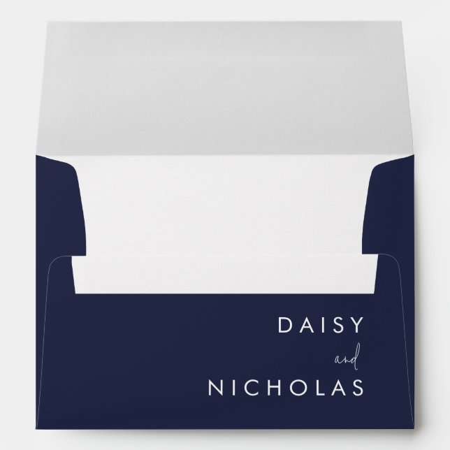 Navy Modern Wedding Engagement Envelope (Back (Bottom))