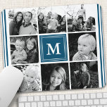 Navy Monogram Family Photo Collage Mouse Pad<br><div class="desc">Monogram Family Photo Collage. Personalise this custom design with your own monogram initial or text.</div>