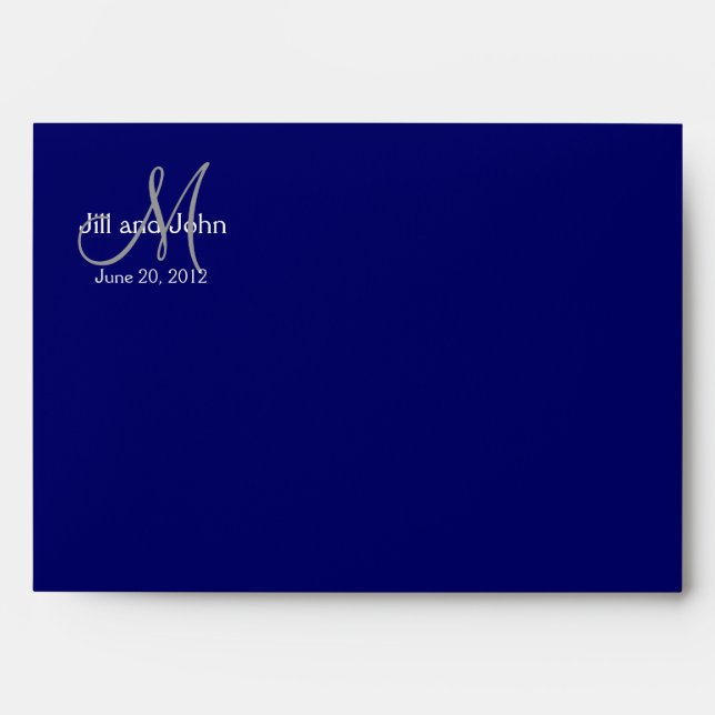 Navy Monogram Wedding Invitation Envelope (Front)
