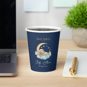 Navy Moon Stars Celestial Baby Shower Paper Cups