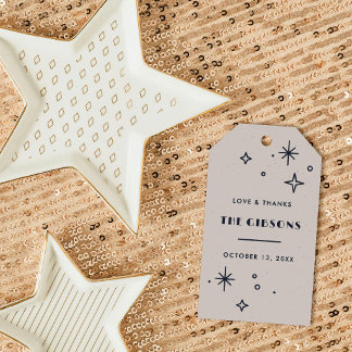 Navy Moon & Stars Celestial Wedding Favour Gift Tags