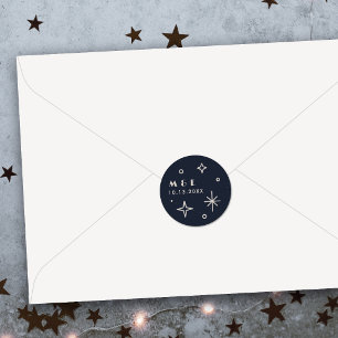 Navy Moon & Stars Celestial Wedding Sticker