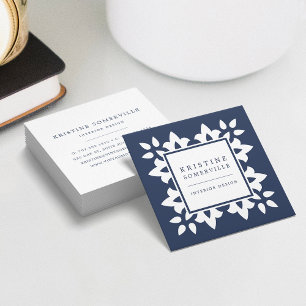 Navy   Moroccan Geometric Square Business Card