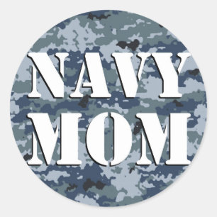 Navy Mum Camouflage Round Classic Round Sticker