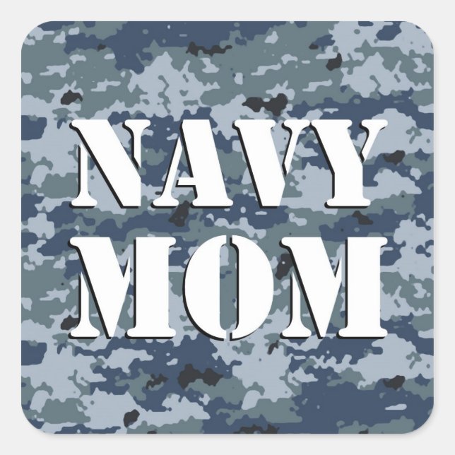 Navy Mum Camouflage Square Square Sticker (Front)