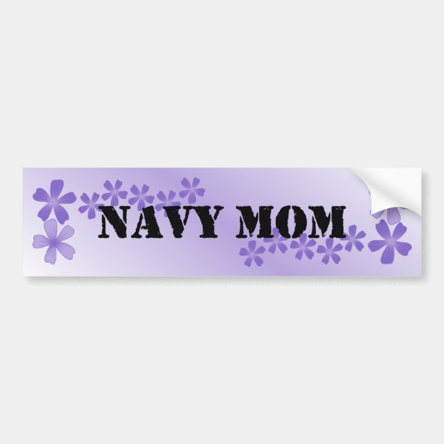 Navy Mum Lilac Bumper Sticker (Front)