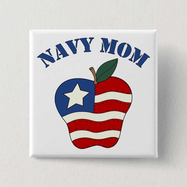 Navy Mum Patriotic Apple 15 Cm Square Badge (Front)