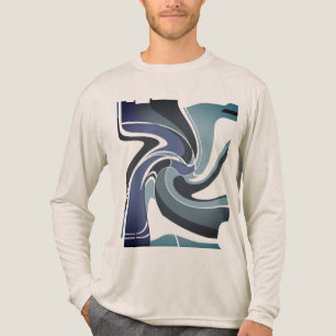 Navy Muted Dark Teal Shades Swirling Art Abstract Tri-Blend Shirt